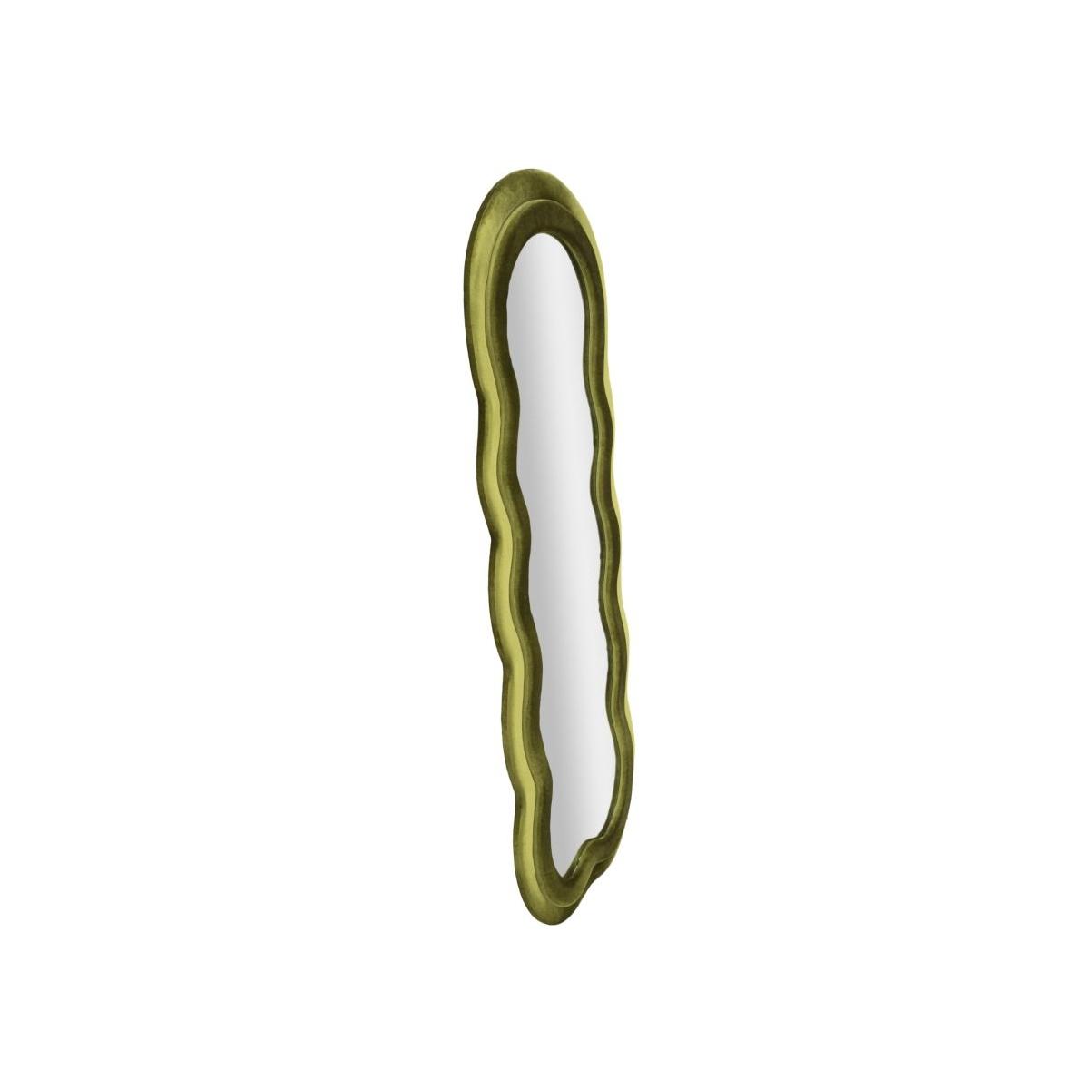 Specchio da muro  miki velluto verde cm 60x4x160 (misura specchio cm 39x135)