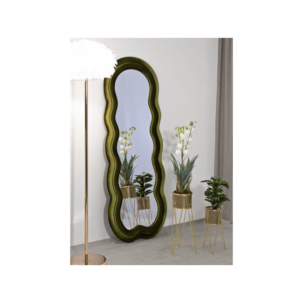 Specchio da muro  miki velluto verde cm 60x4x160 (misura specchio cm 39x135)