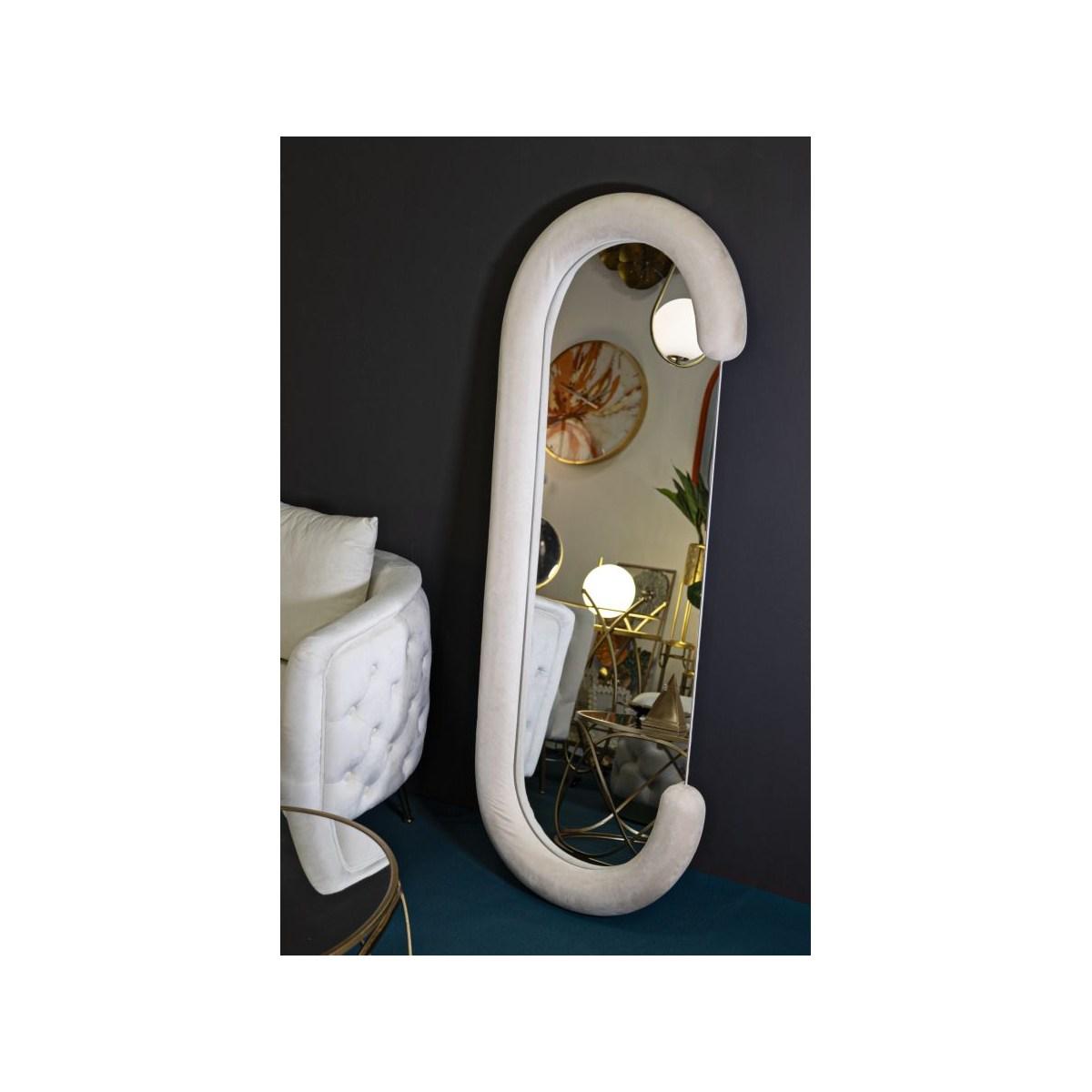 Specchio da muro chantal velluto crema cm 60x7x160 (misura specchio cm 45x140)