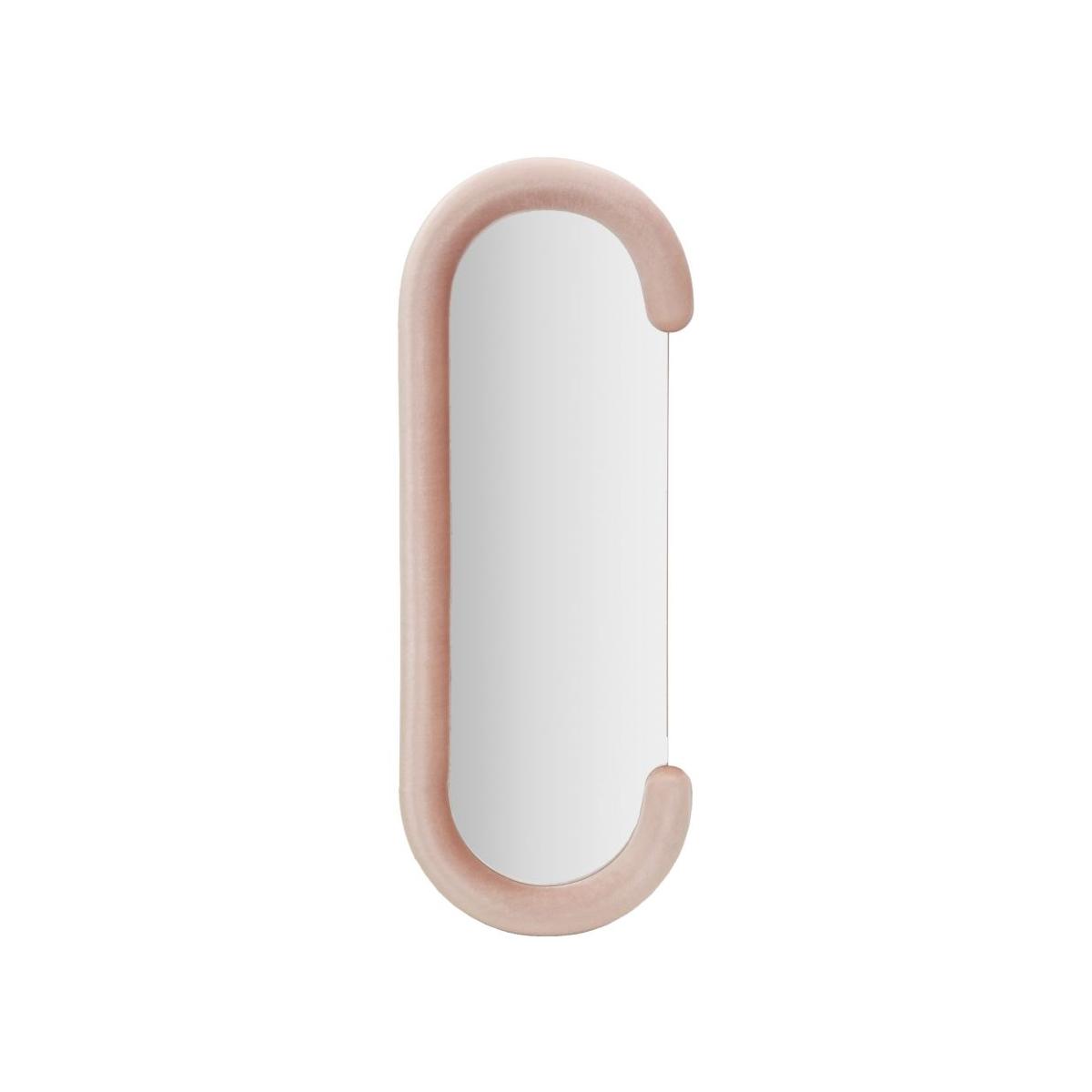 Specchio da muro chantal velluto rosa cm 60x7x160 (misura specchio cm 45x140)