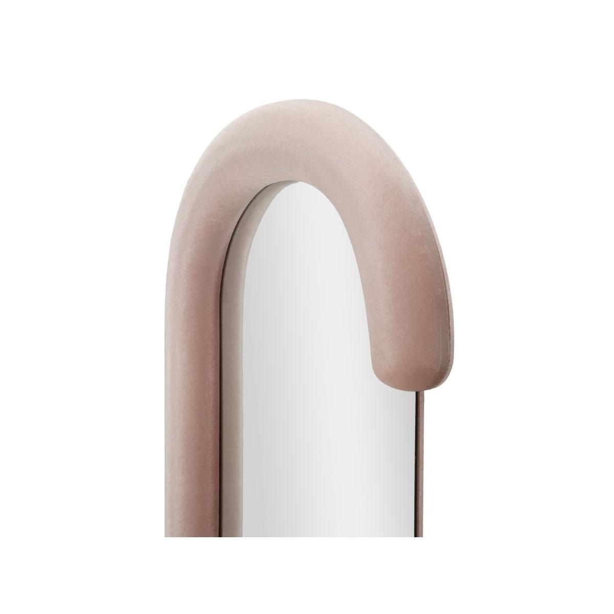 Specchio da muro chantal velluto rosa cm 60x7x160 (misura specchio cm 45x140)