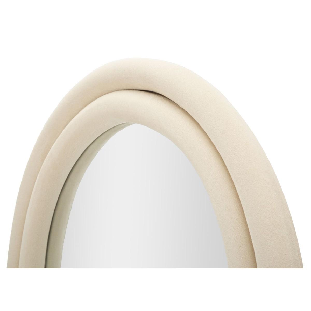 Specchio da muro cloe velluto crema cm 60x4x160 (misura specchio cm 45x145)