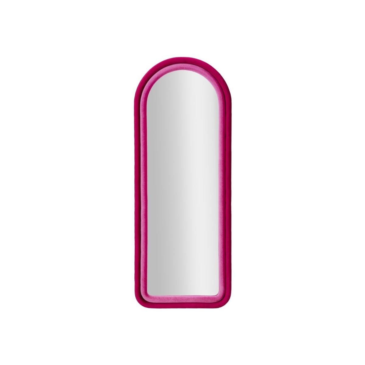 Specchio da muro cloe velluto fucsia cm 60x4x160 (misura specchio cm 45x145)