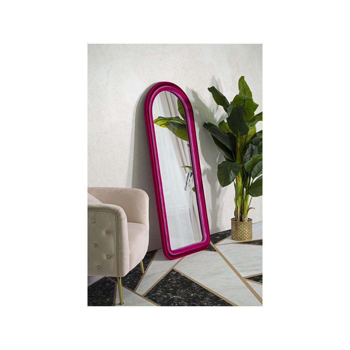 Specchio da muro cloe velluto fucsia cm 60x4x160 (misura specchio cm 45x145)