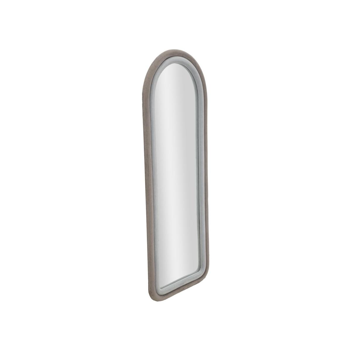 Specchio da muro cloe velluto grigio cm 60x4x160 (misura specchio cm 45x145)