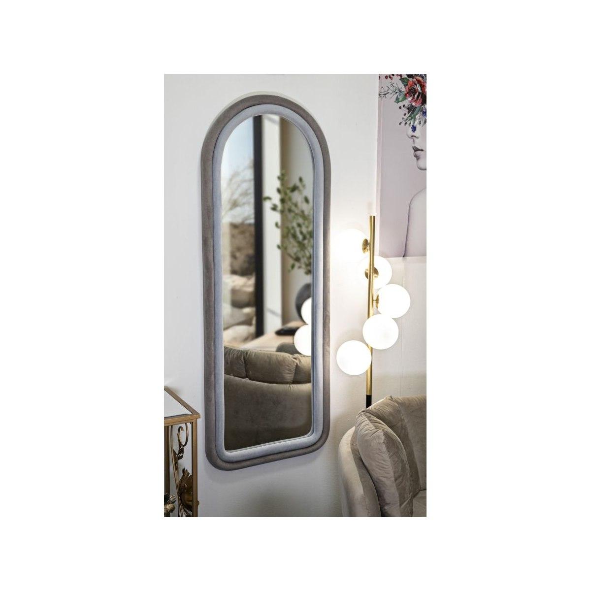 Specchio da muro cloe velluto grigio cm 60x4x160 (misura specchio cm 45x145)