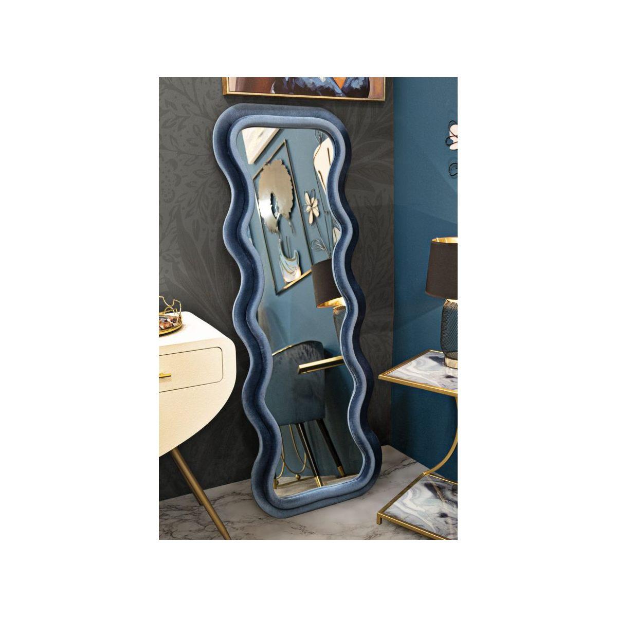 Specchio da muro emily velluto blu cm 60x6x160 (misura specchio cm 42x144)