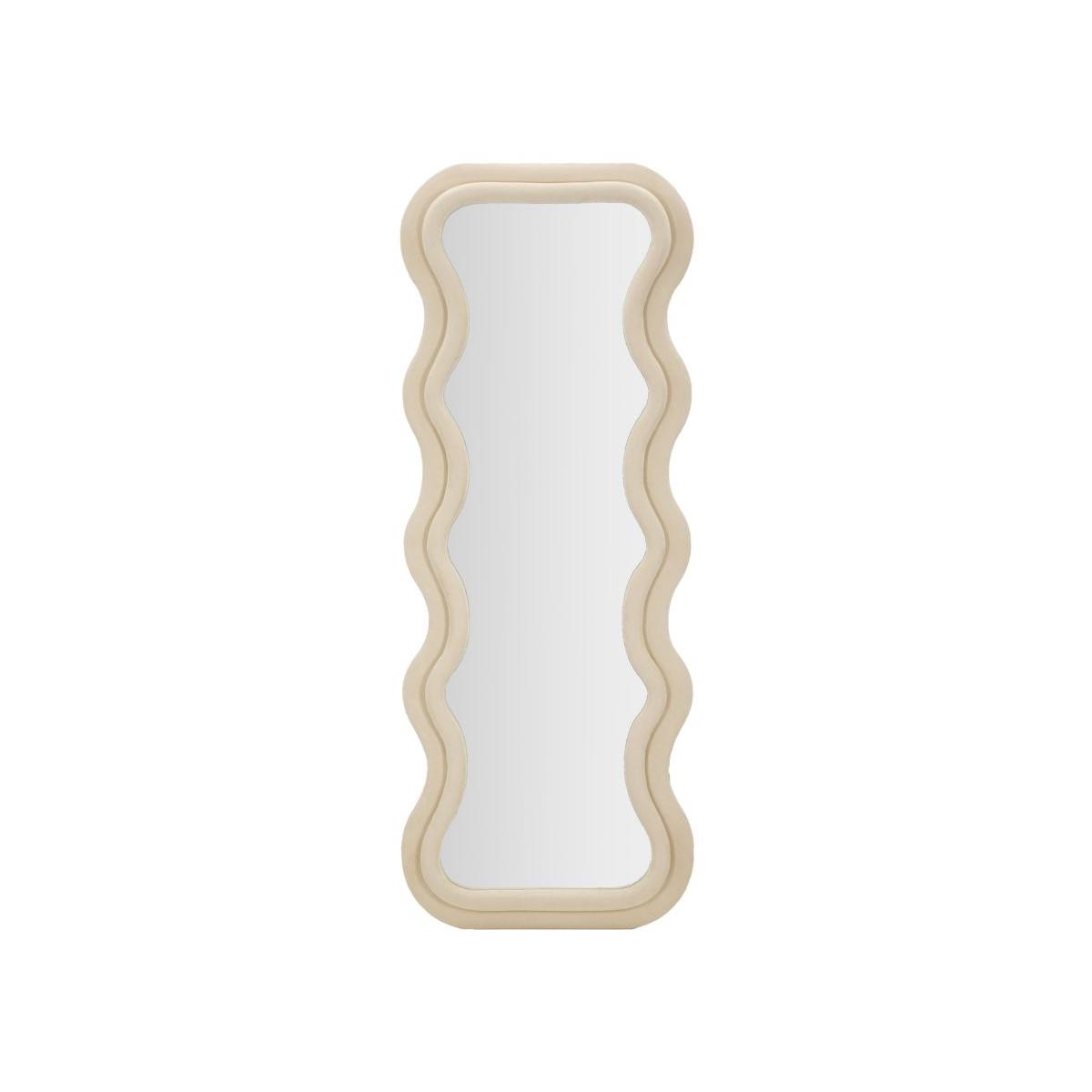 Specchio da muro emily velluto crema cm 60x6x160 (misura specchio cm 42x144)