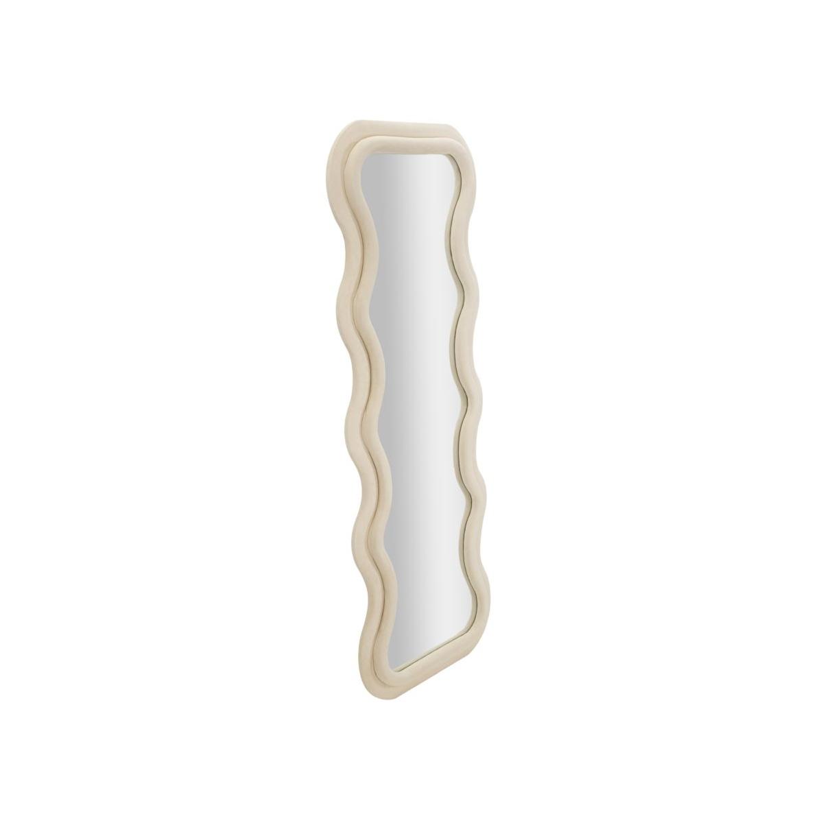 Specchio da muro emily velluto crema cm 60x6x160 (misura specchio cm 42x144)