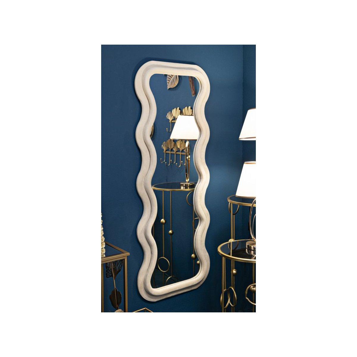 Specchio da muro emily velluto crema cm 60x6x160 (misura specchio cm 42x144)