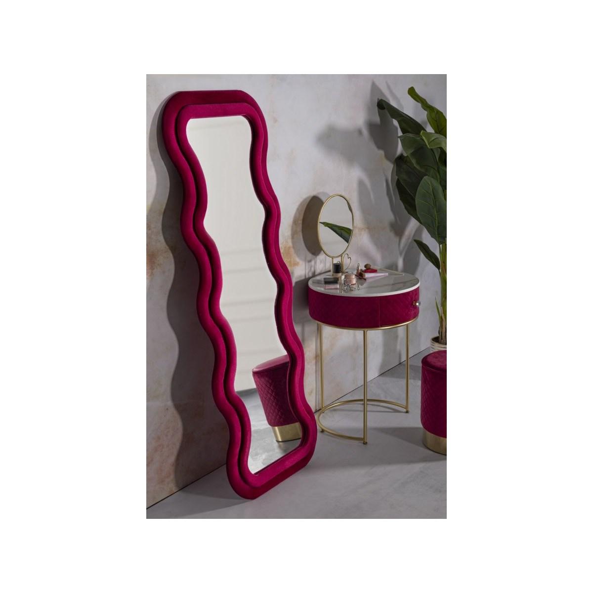 Specchio da muro emily velluto fuxia cm 60x6x160 (misura specchio cm 42x144)