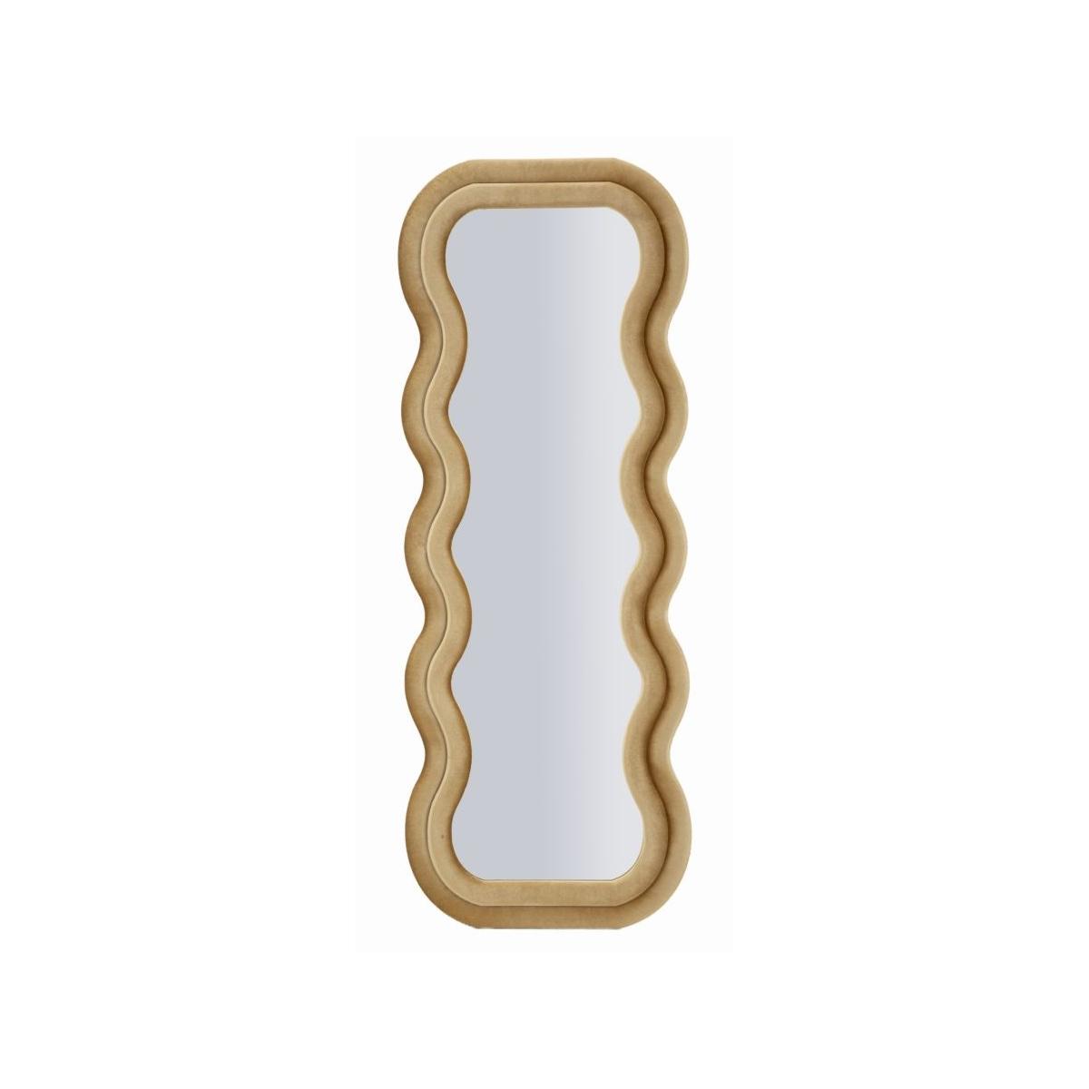 Specchio da muro emily velluto oro cm 60x6x160 (misura specchio cm 42x144)