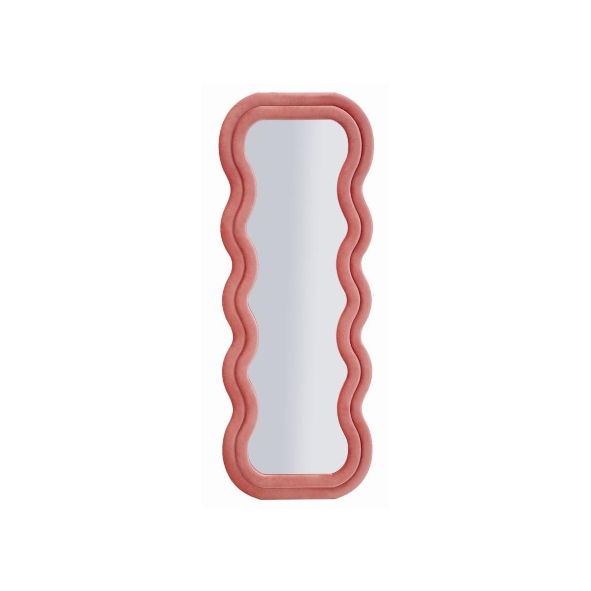 Specchio da muro emily velluto rosa cm 60x6x160 (misura specchio cm 42x144)