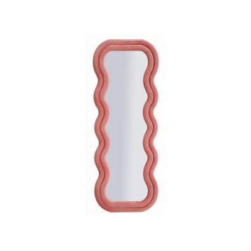 Specchio da muro emily velluto rosa cm 60x6x160 (misura specchio cm 42x144)