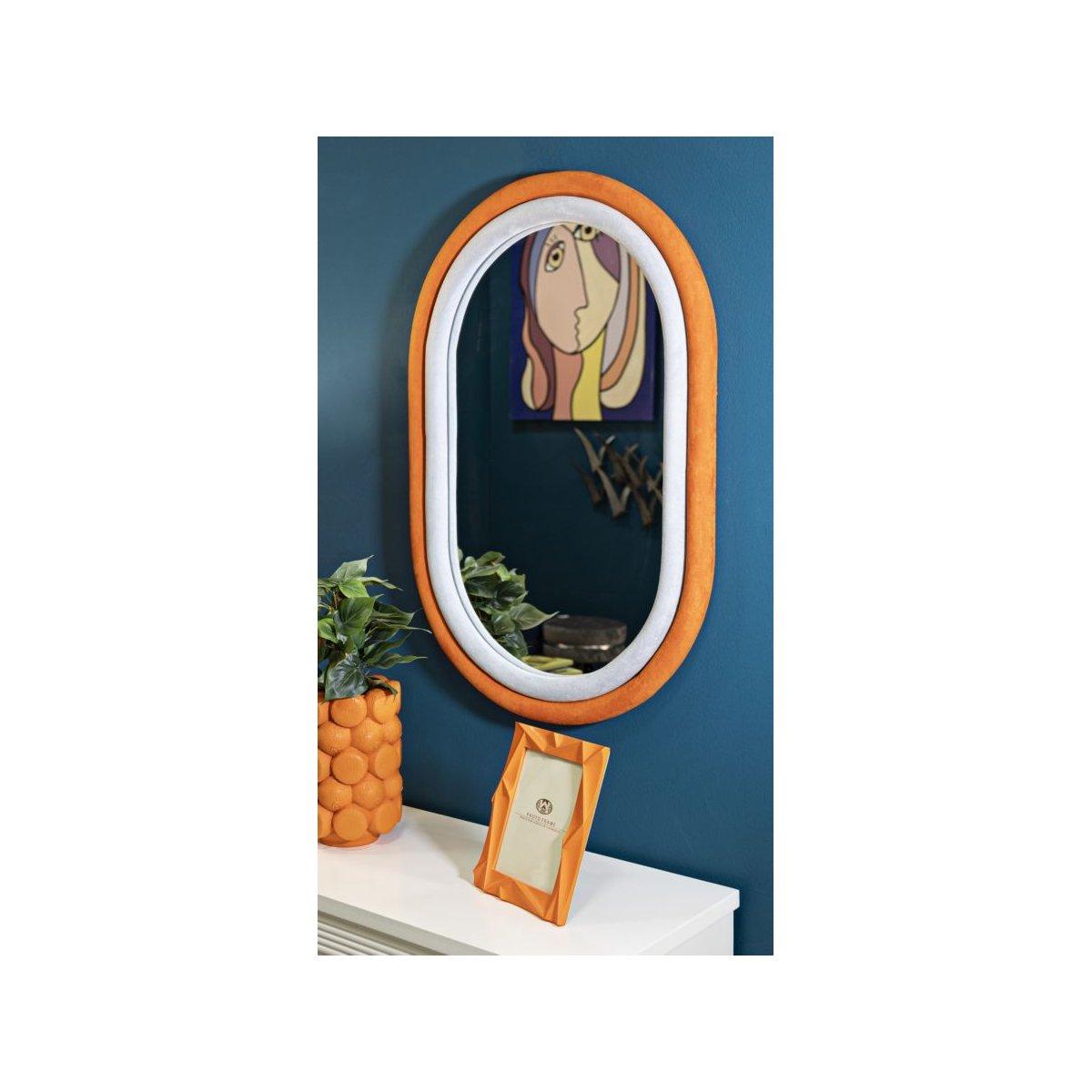 Specchio da muro antony velluto arancio/mix cm 60x4x90 (misura spec.cm44,5x74,5)