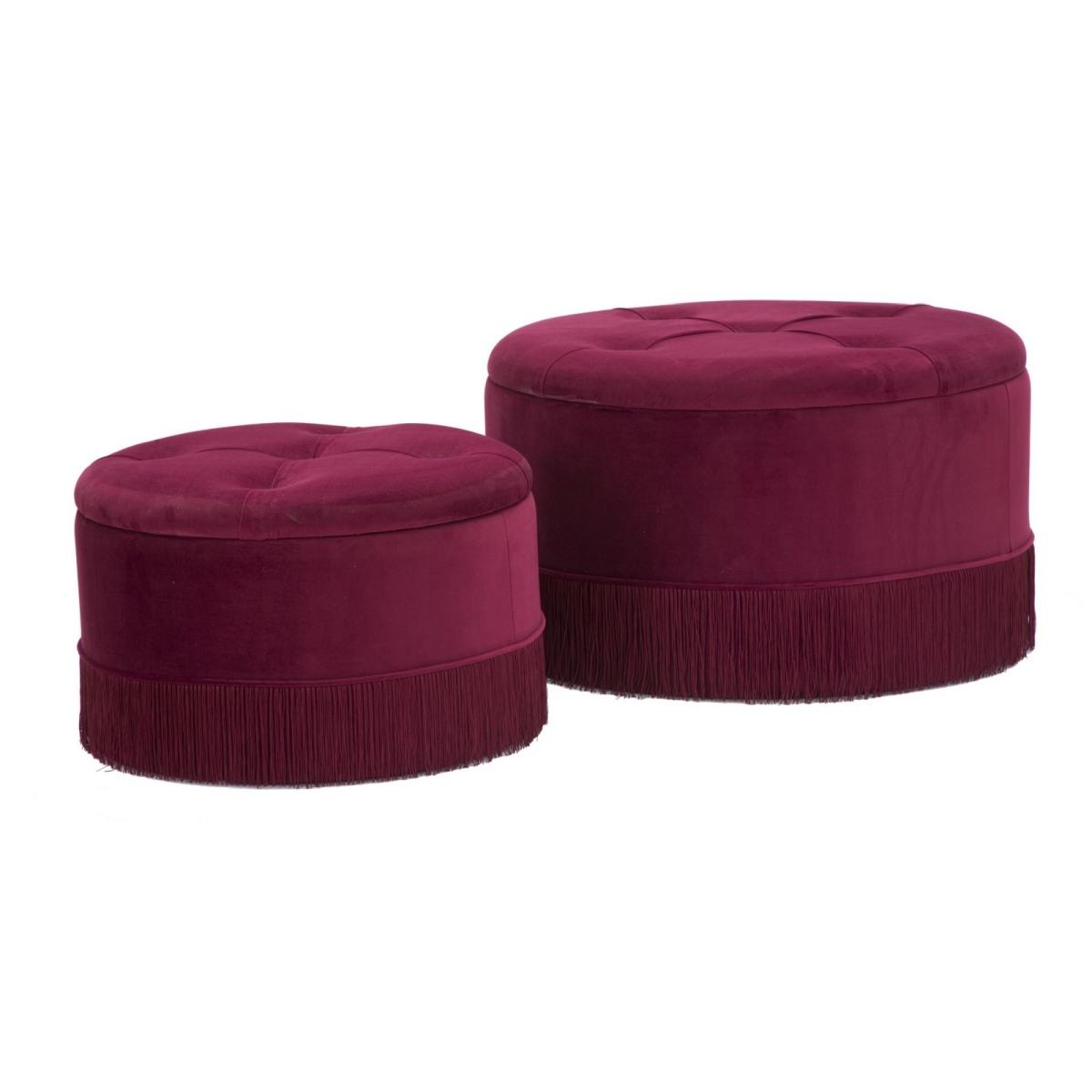 Puff/contenitore lines new coppia bordeaux cm Ø 71x41-55x33