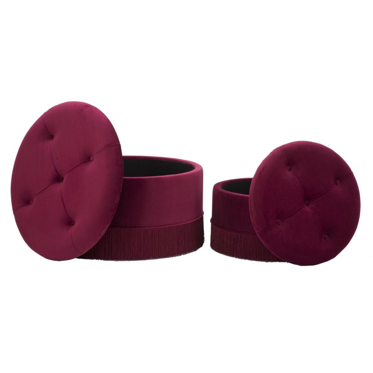 Puff/contenitore lines new coppia bordeaux cm Ø 71x41-55x33