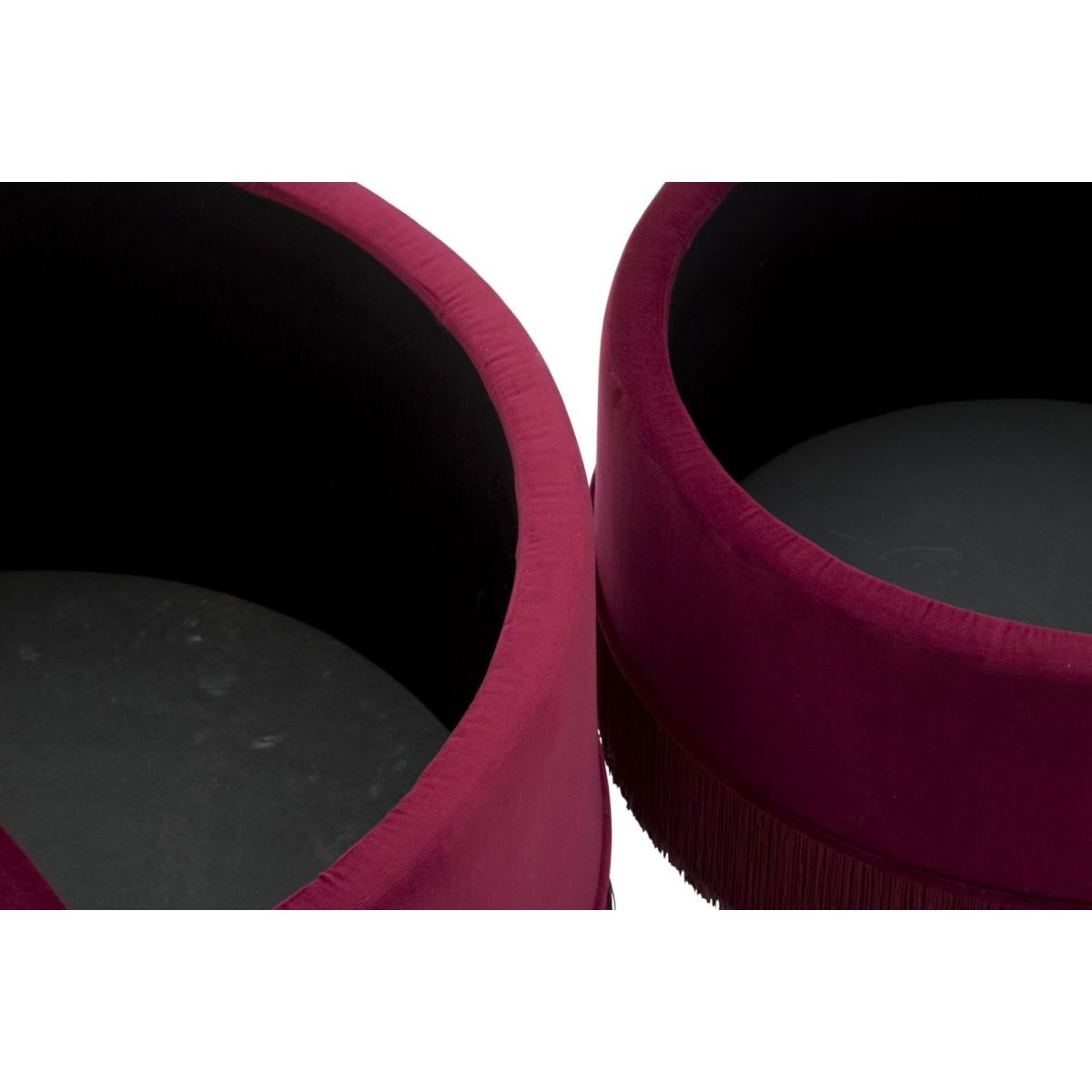 Puff/contenitore lines new coppia bordeaux cm Ø 71x41-55x33
