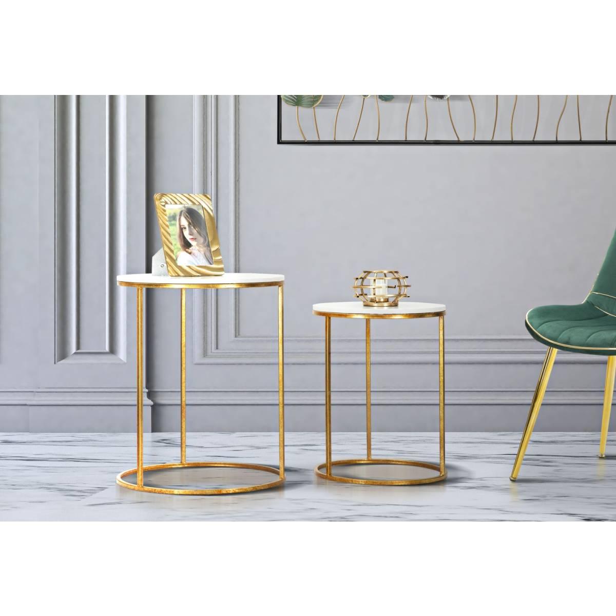 Tavolinetti simply marble coppia cm Ø 52x63-42x53