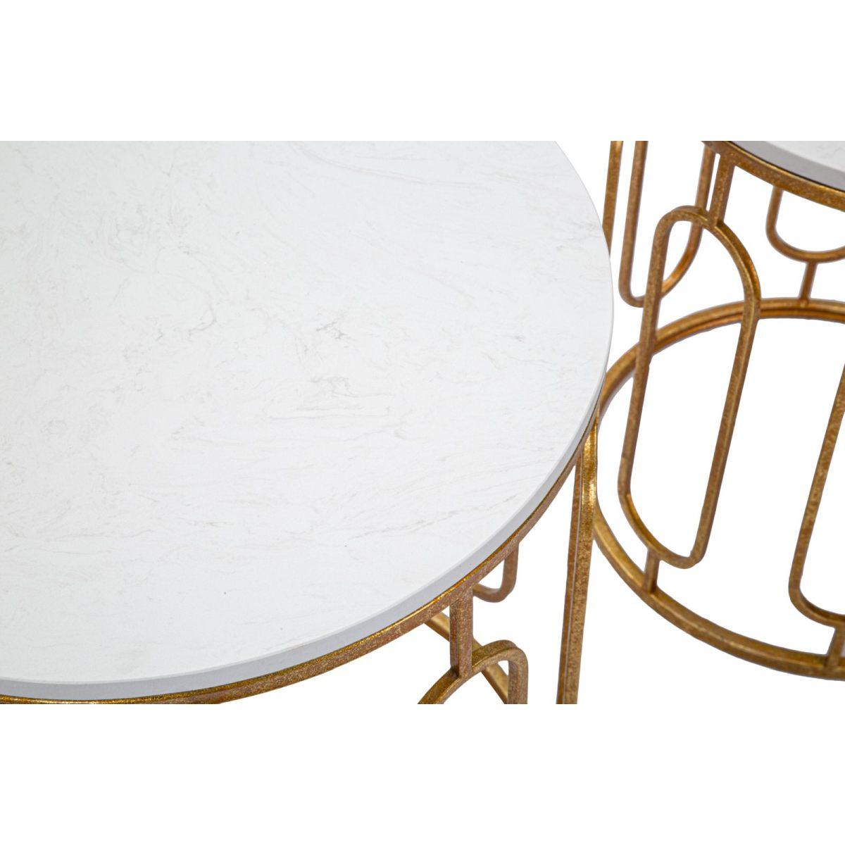 Tavolinetti tory marble coppia cm Ø 46x55-39x48