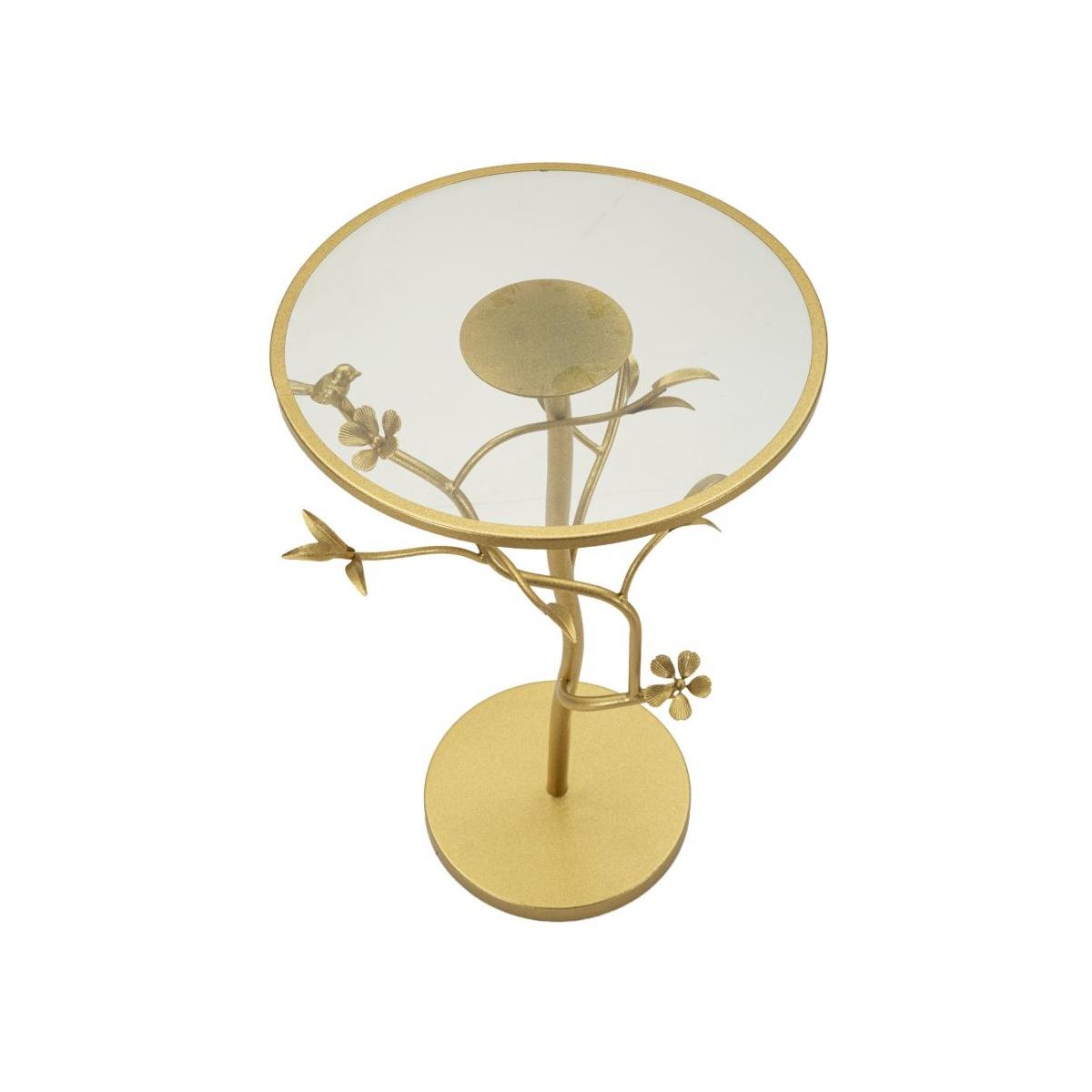 Tavolinetto birds glass cm Ø 38x60