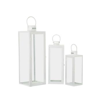 Lanterne white set 3 pz cm 22x22x66-18x18x49,5-14x14x39