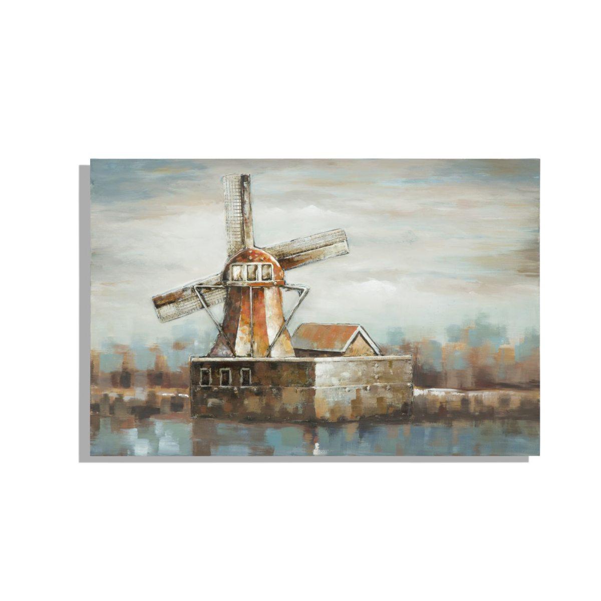 Dipinto su tela mulino a vento cm 120x3,7x80