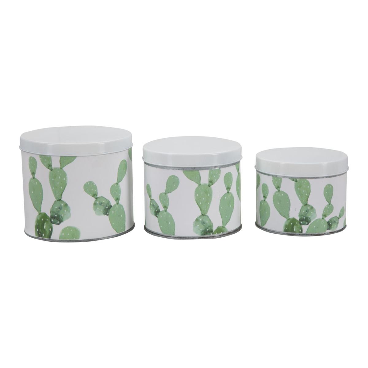 Cofanetti in latta cactus set 3 pz cm  Ø 15x13,5-14x11,5-12,5x10 min 2
