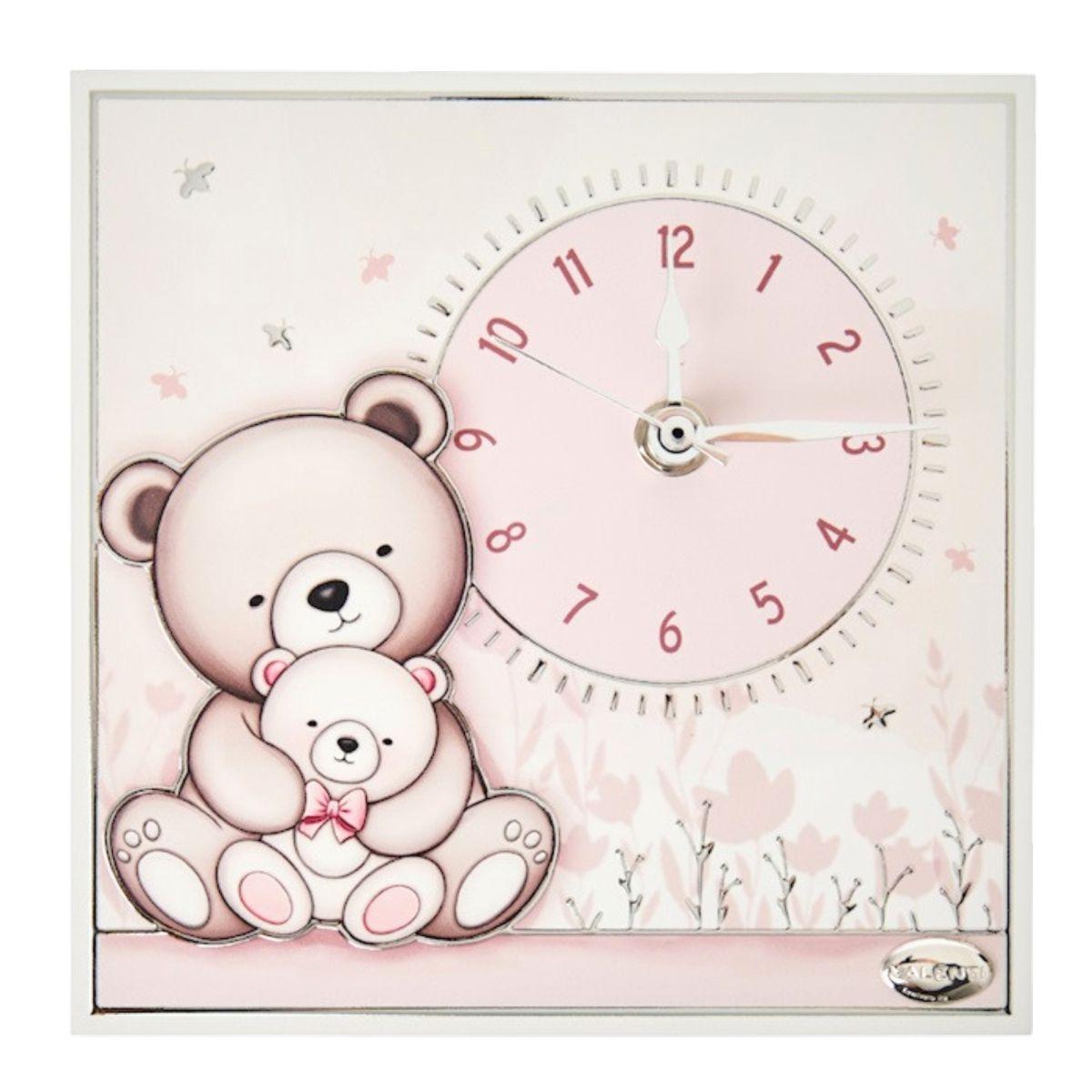 Orologio da tavolo orsetti rosa 17x17 cm Valenti