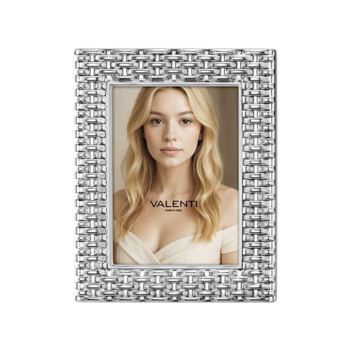 Cornice portafoto in resina argento vimini 15x20 cm Valenti