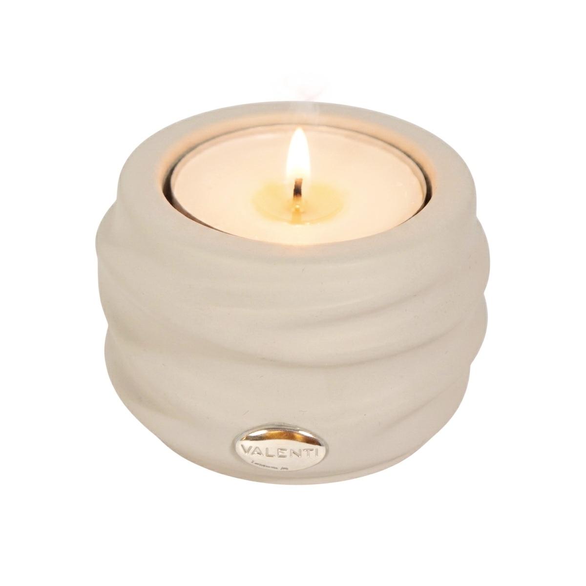 Portacandele in resina tortora onde h.6 x  d.9 cm Valenti