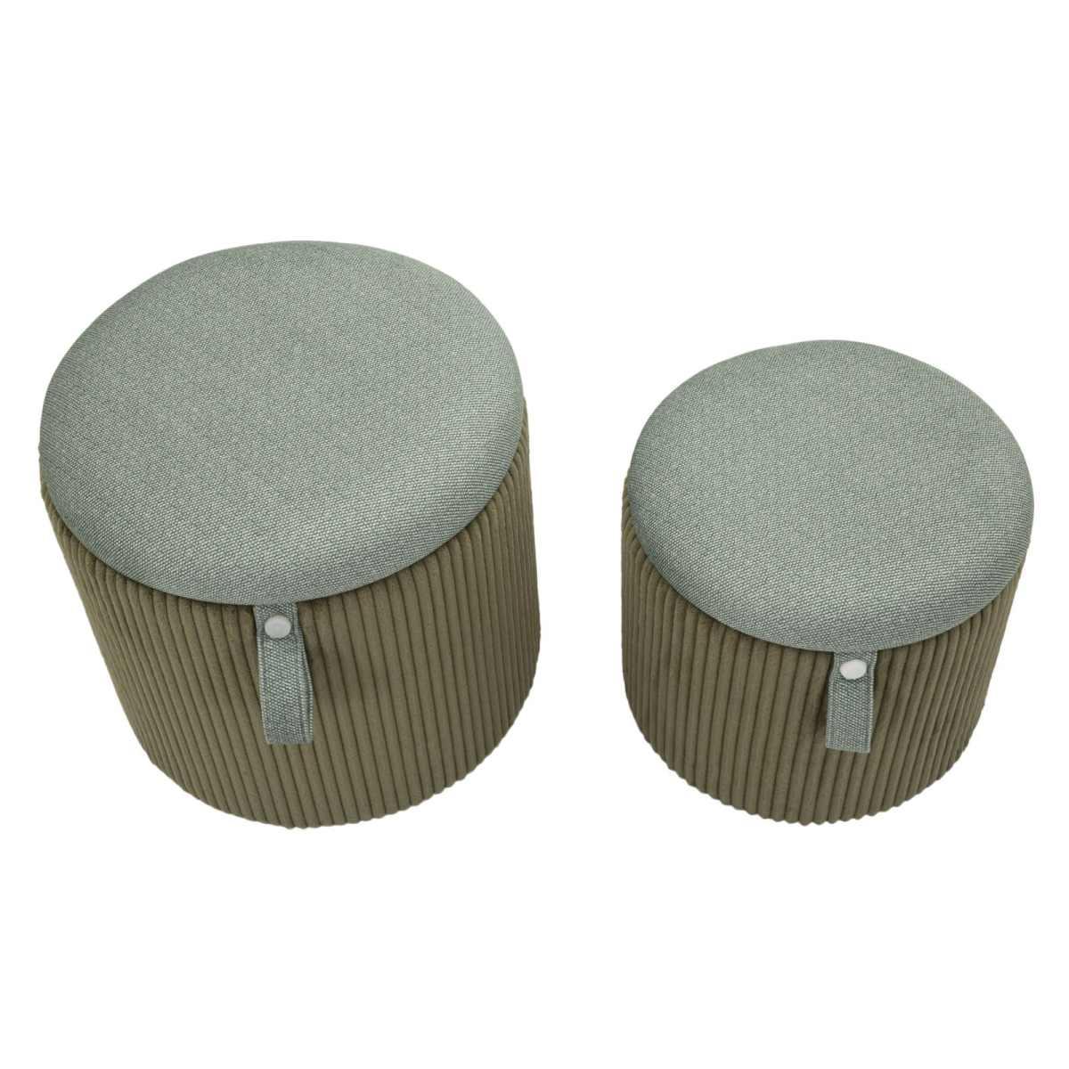 Puff c/contenitore bolzano verde set 2 pz cm Ø 38x38-32x28