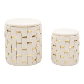 Puff c/contenitore shanty crema set 2 pz cm Ø 37x42-28x35