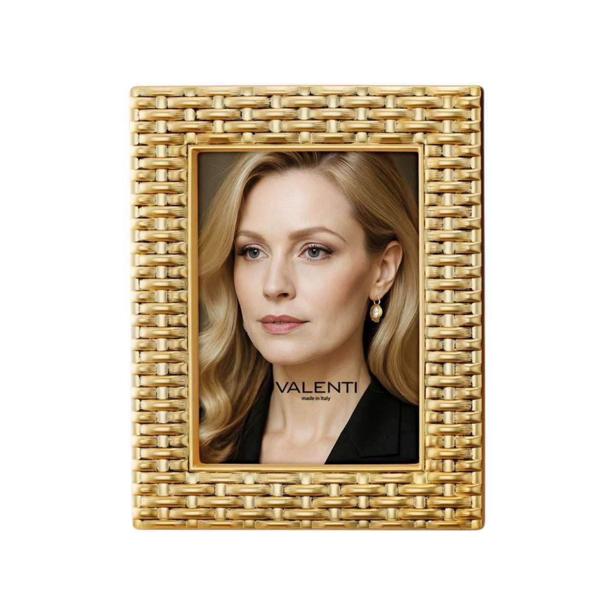 Cornice portafoto in resina oro vimini 15x20 cm Valenti