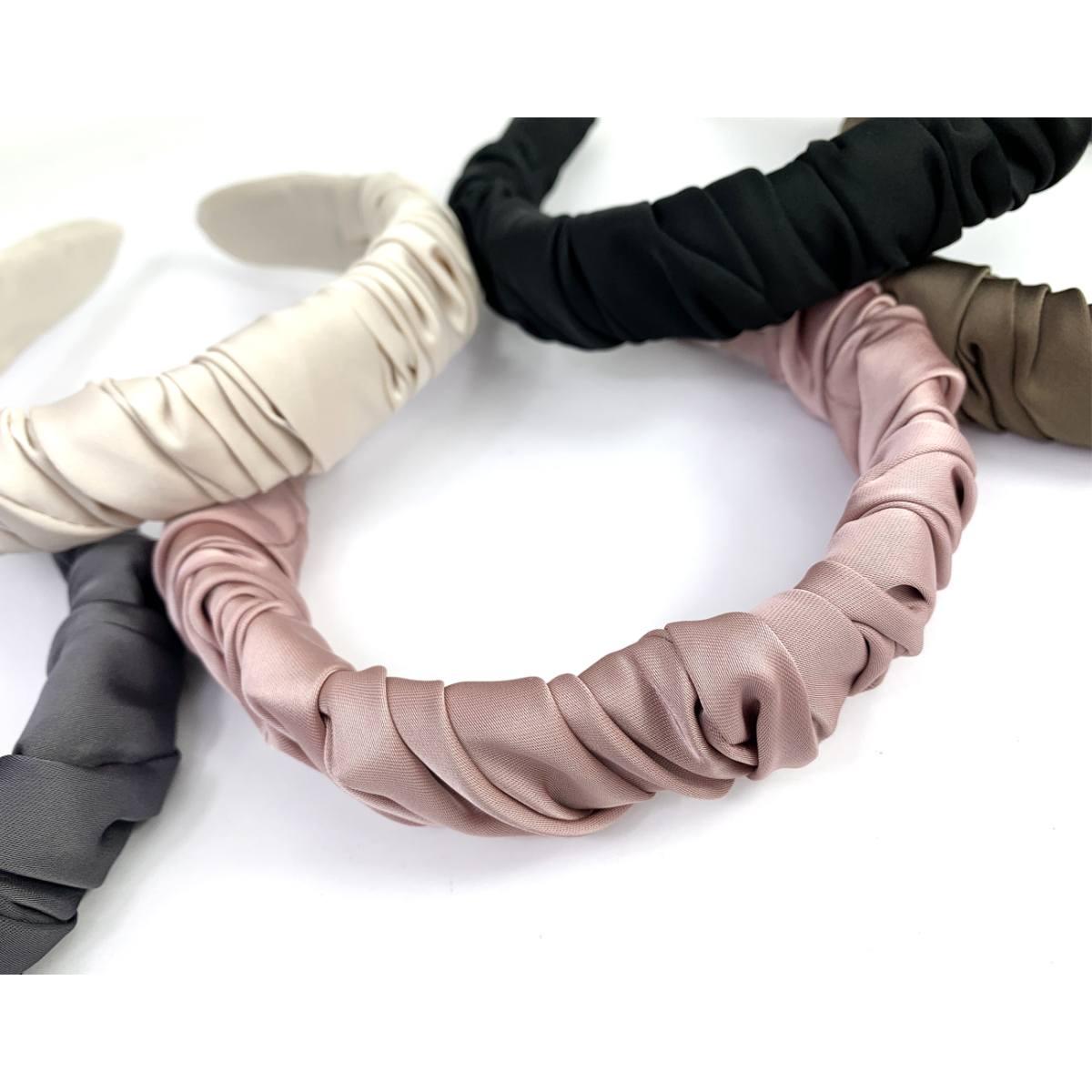 Cerchietto bombato arricciato satin croissant Le Kikke
