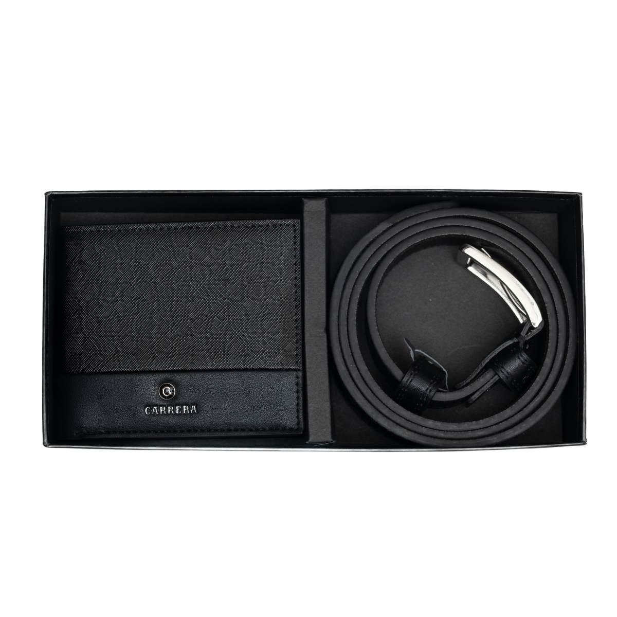 Confezione regalo uomo trifold con portadocumenti e cintura Flynn collection Carrera