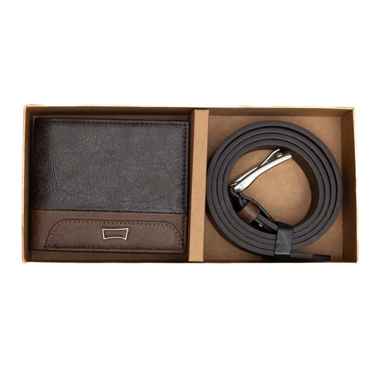 Confezione regalo uomo trifold con portadocumenti e cintura Rust collection Carrera