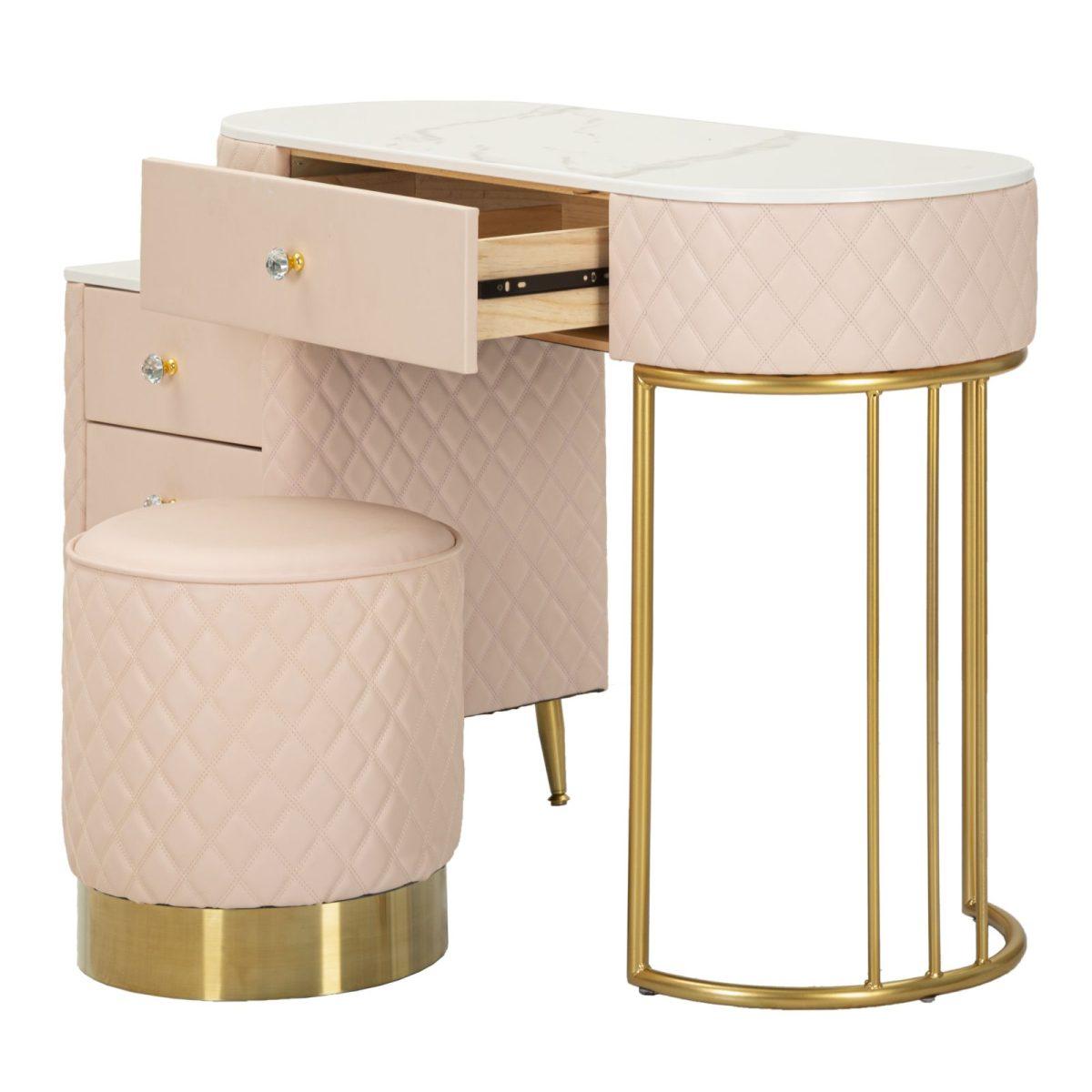 Toeletta sharon rosa c/puff cm 120x40x75 (misura puff Ø36x39)