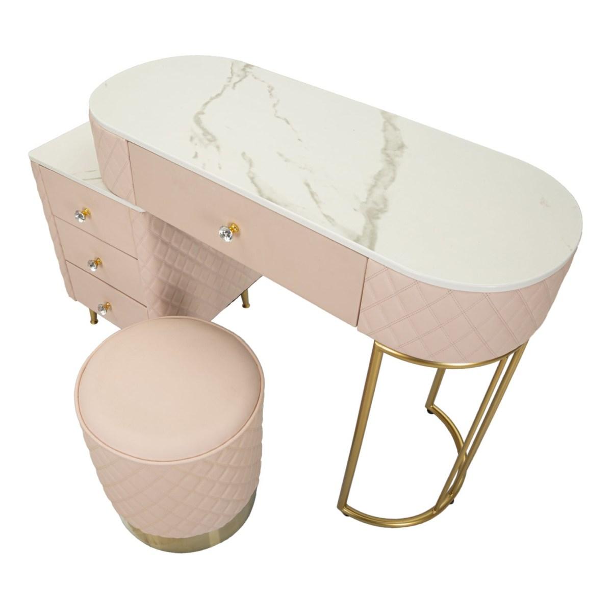 Toeletta sharon rosa c/puff cm 120x40x75 (misura puff Ø36x39)