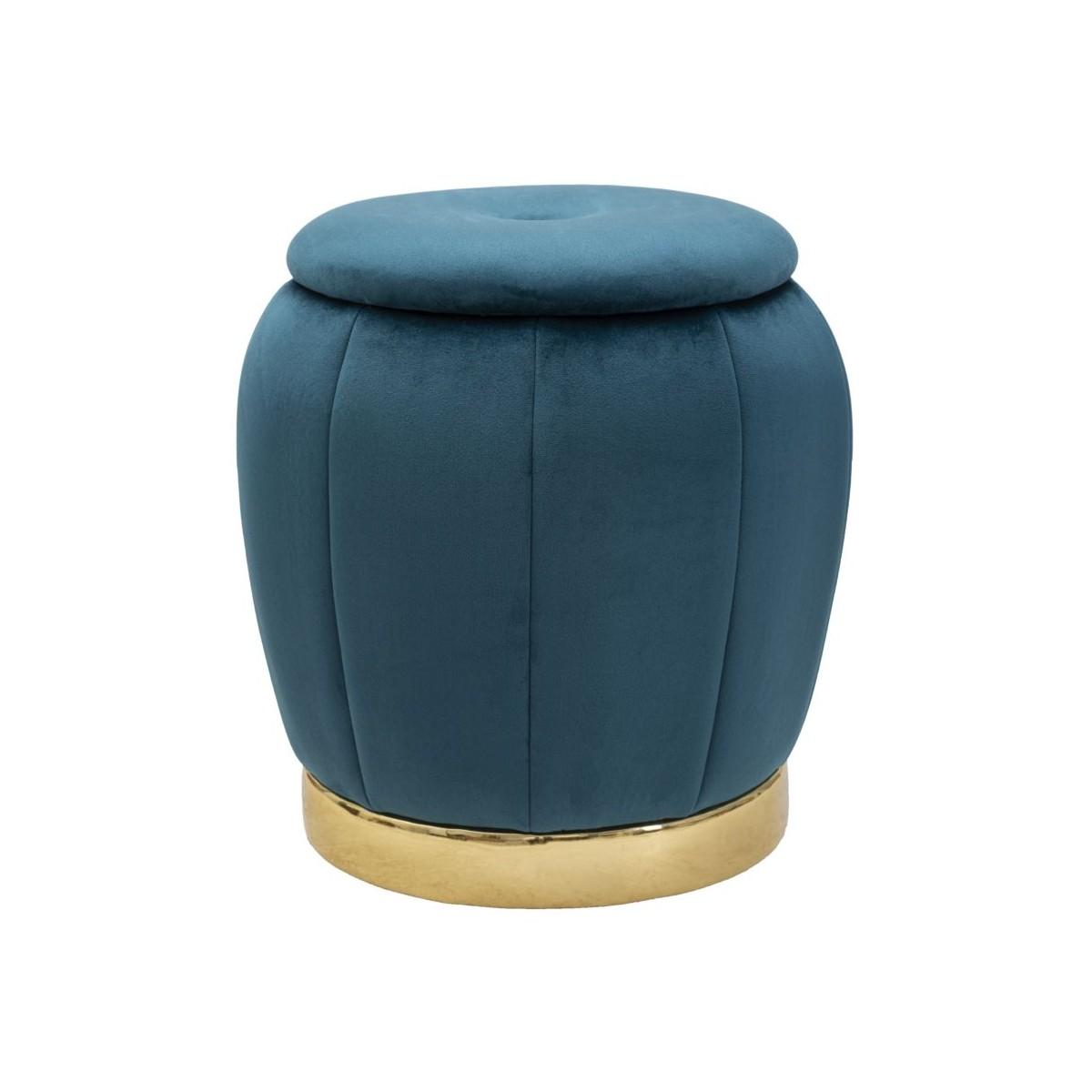 Puff/contenitore paris ottanio/gold cm Ø 43x43