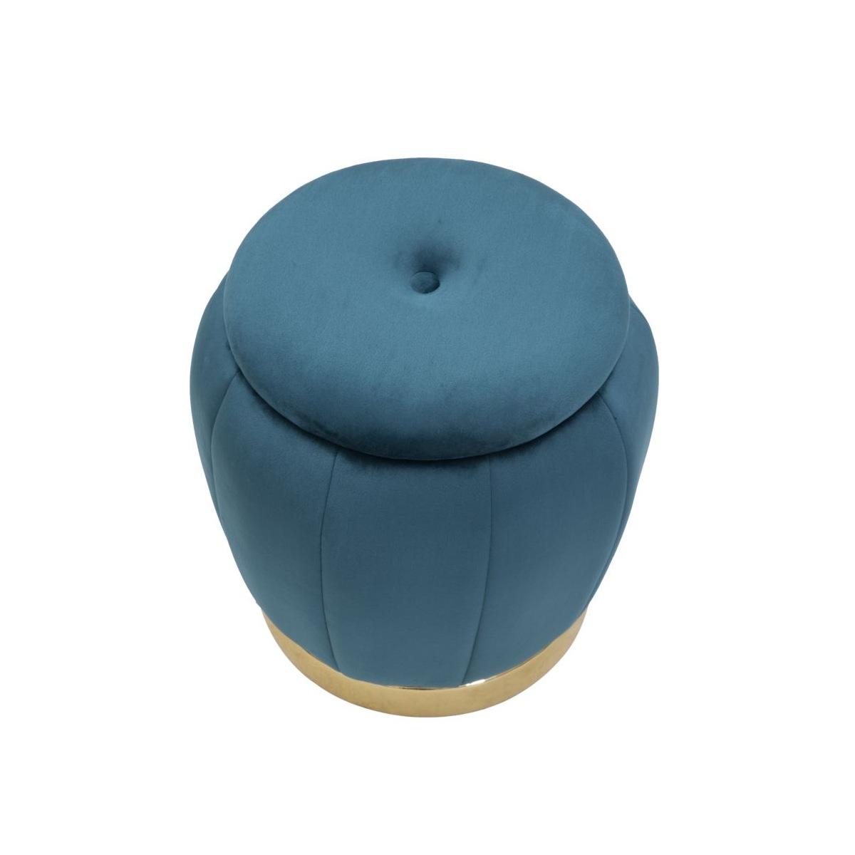 Puff/contenitore paris ottanio/gold cm Ø 43x43