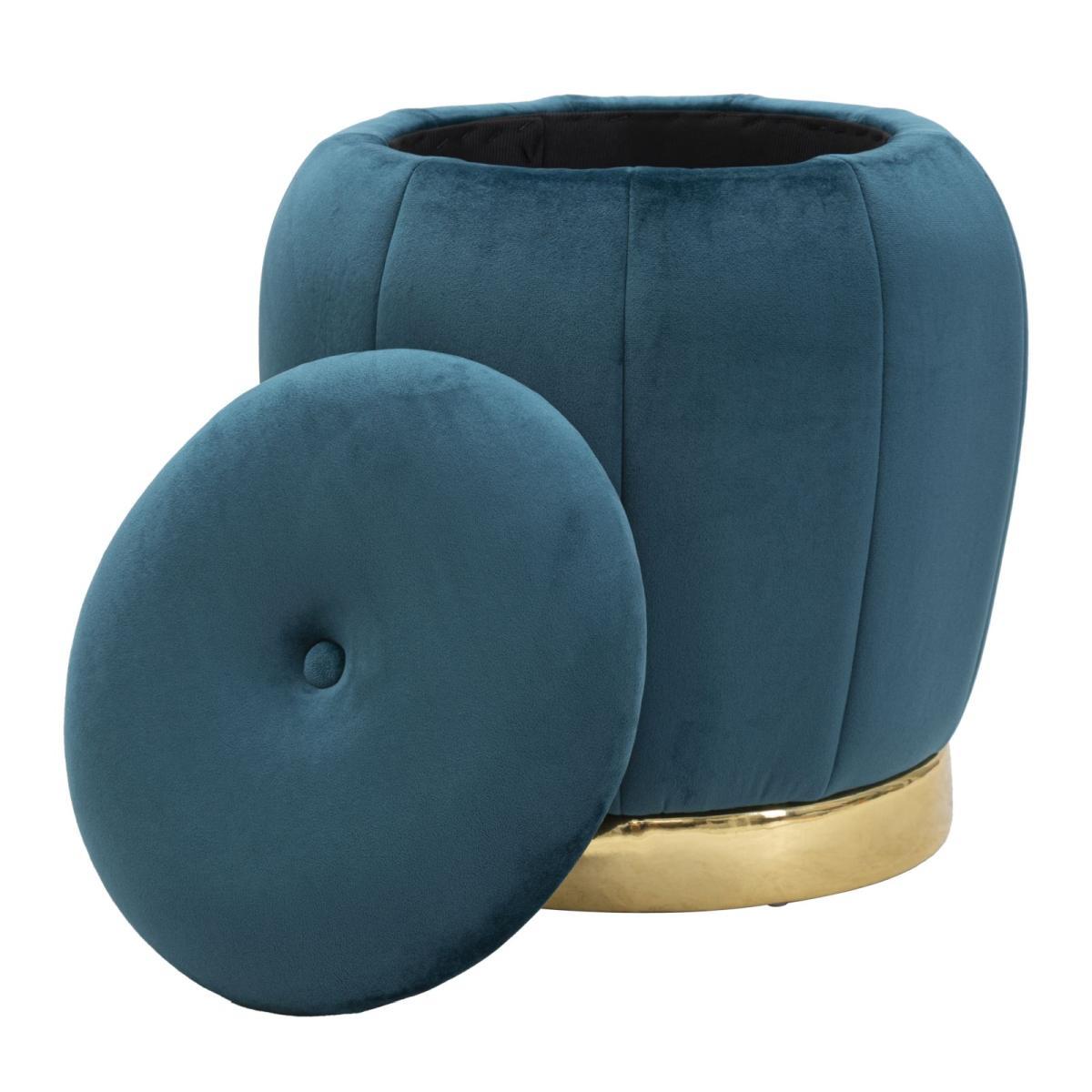 Puff/contenitore paris ottanio/gold cm Ø 43x43