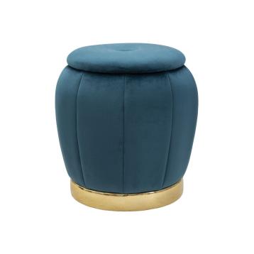 Puff/contenitore paris ottanio/gold cm Ø 43x43