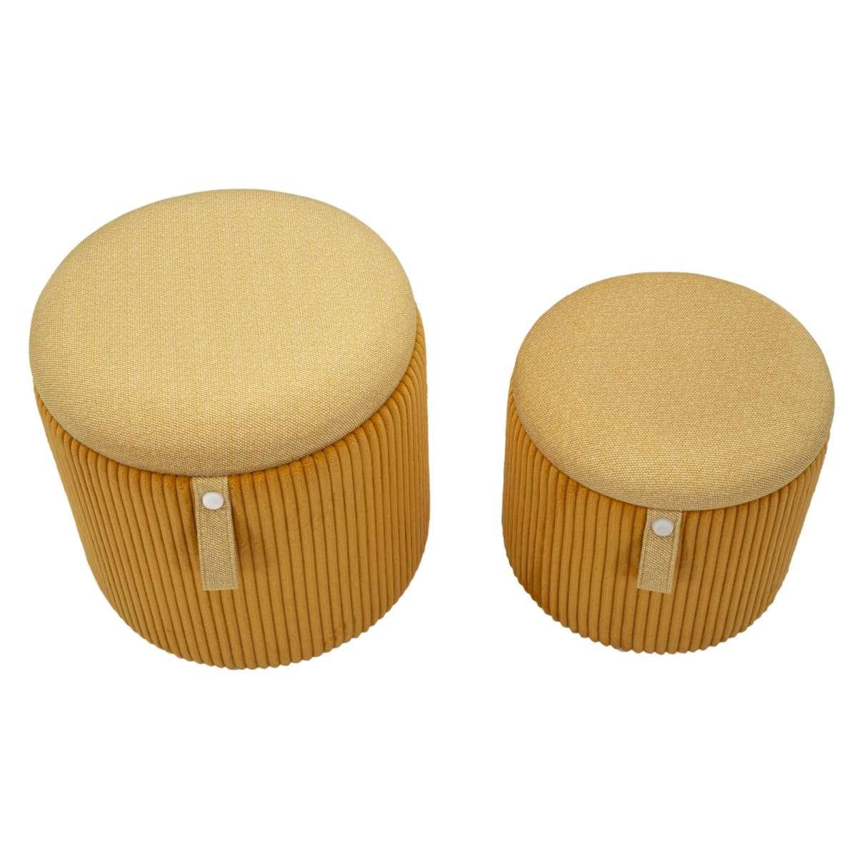 Puff c/contenitore bolzano senape set 2 pz cm Ø 38x38-32x28