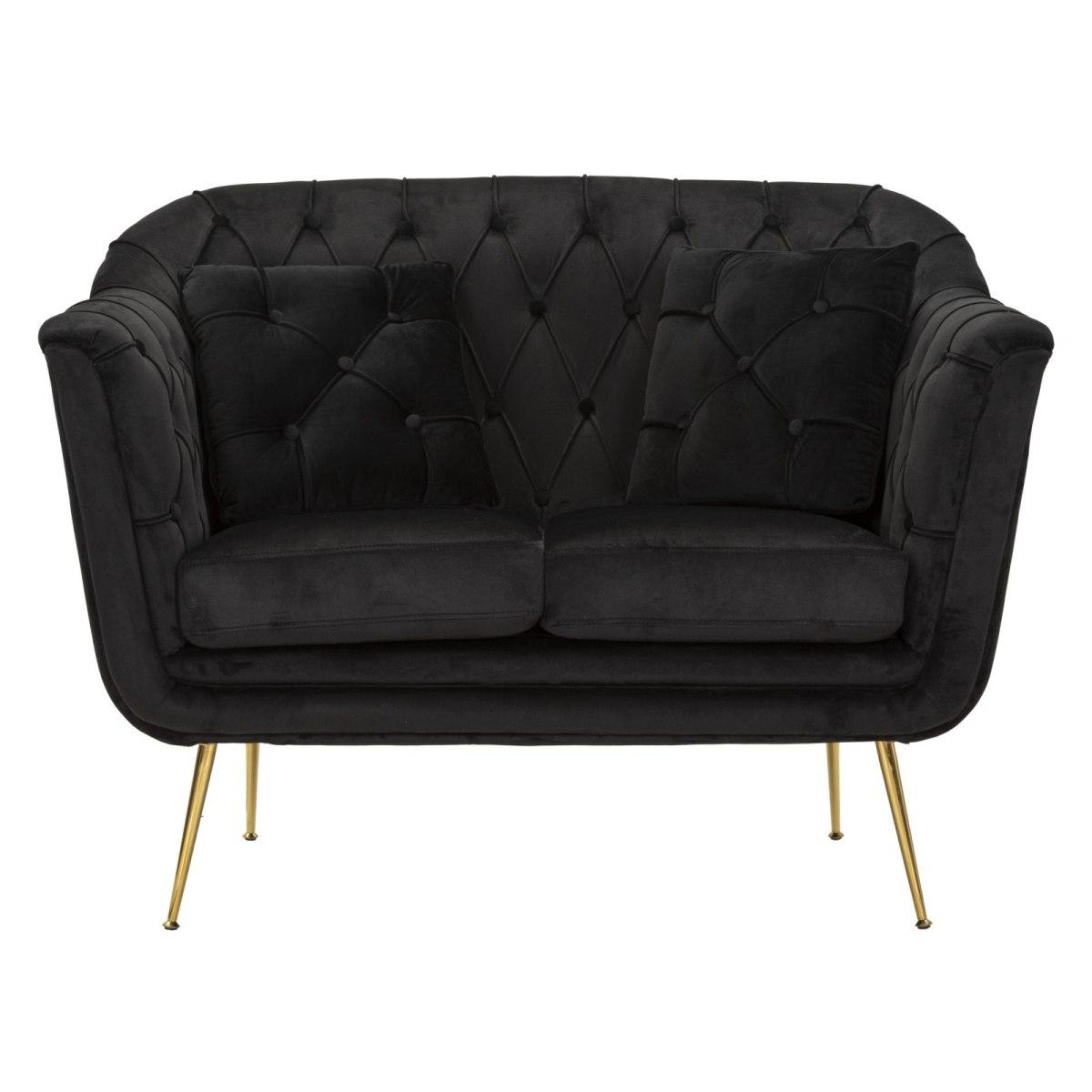 Divanetto budapest nero c/cuscini cm 130x83x91