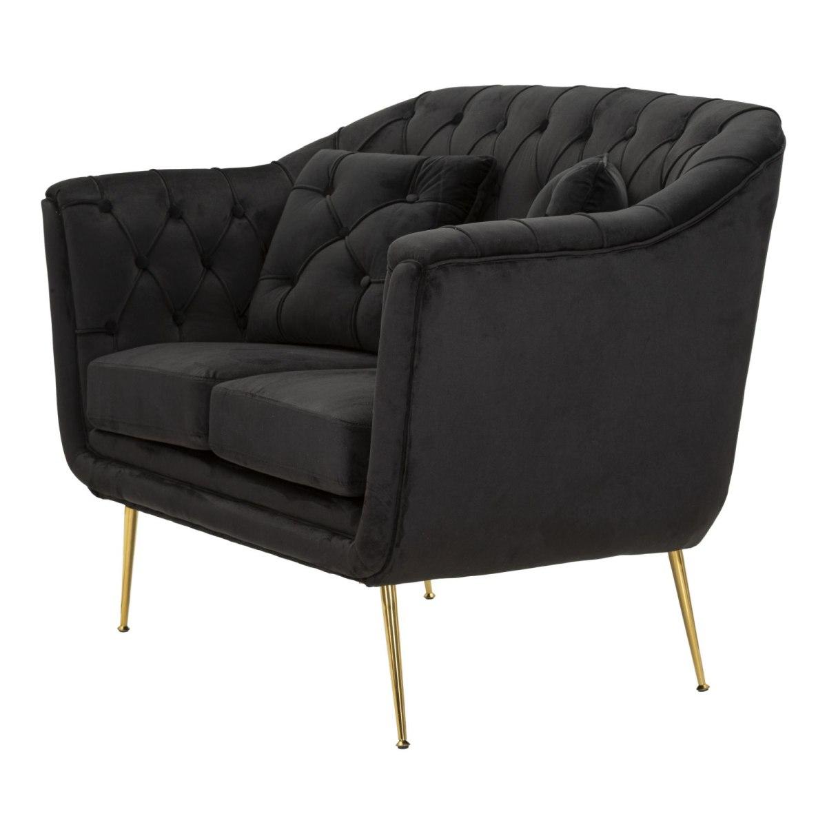 Divanetto budapest nero c/cuscini cm 130x83x91