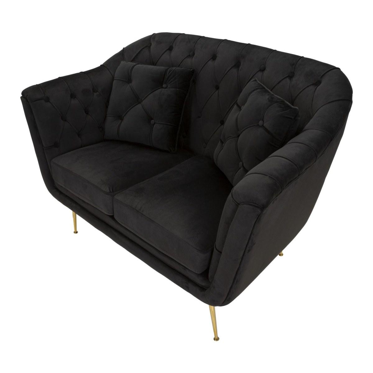 Divanetto budapest nero c/cuscini cm 130x83x91