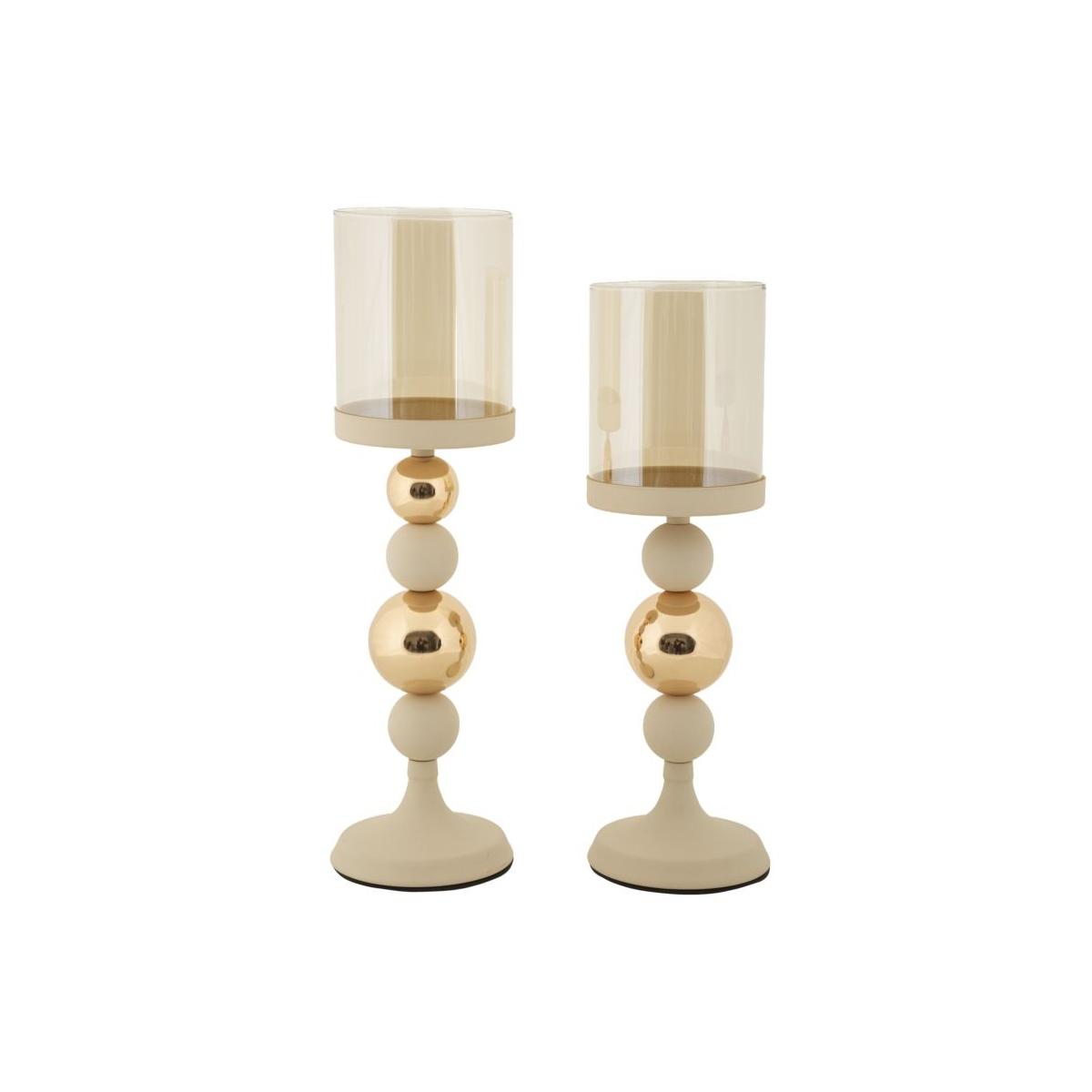 P/cand glassy crema set 2 pz cm Ø 10x32-10x36