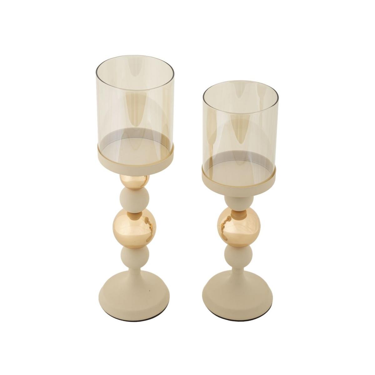 P/cand glassy crema set 2 pz cm Ø 10x32-10x36