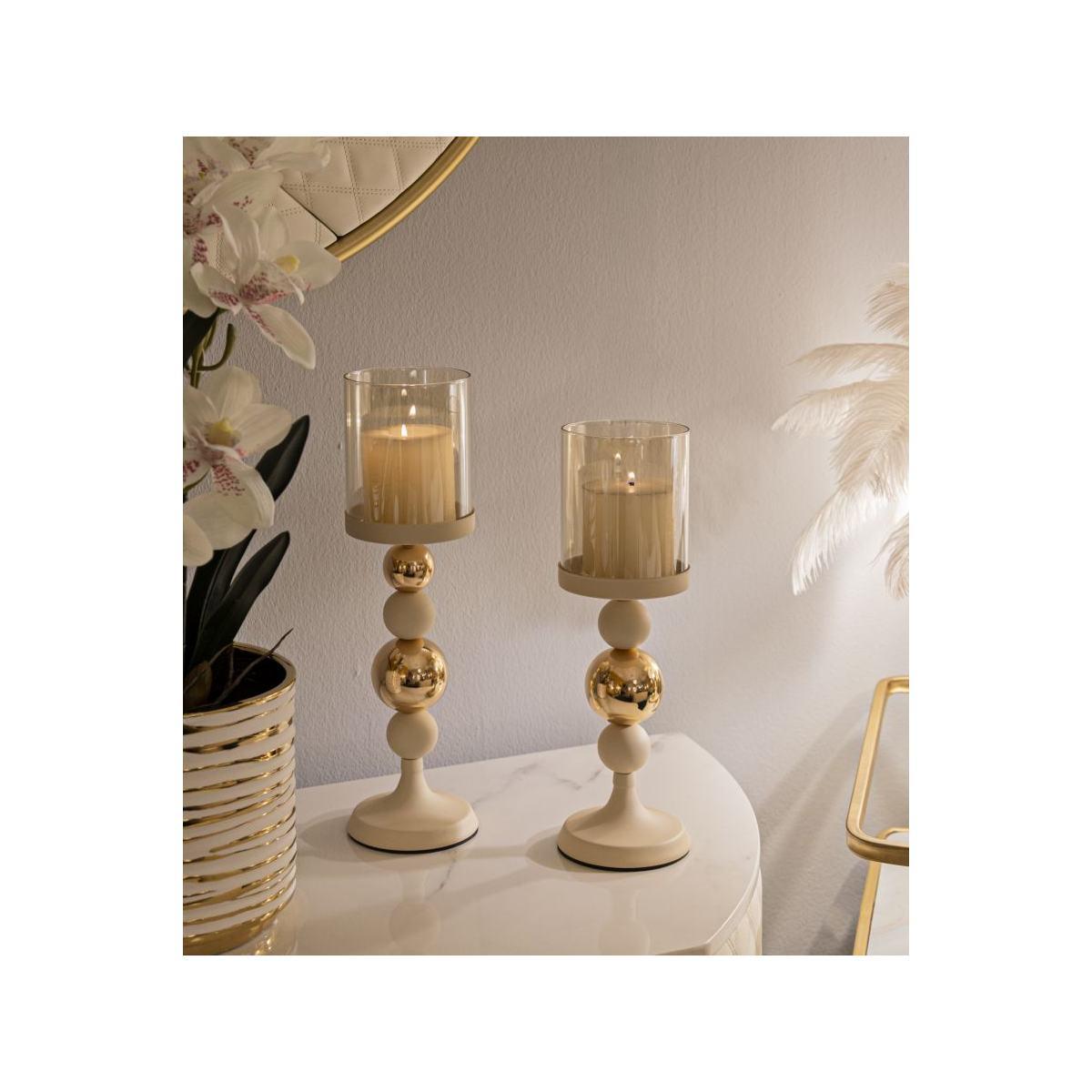 P/cand glassy crema set 2 pz cm Ø 10x32-10x36